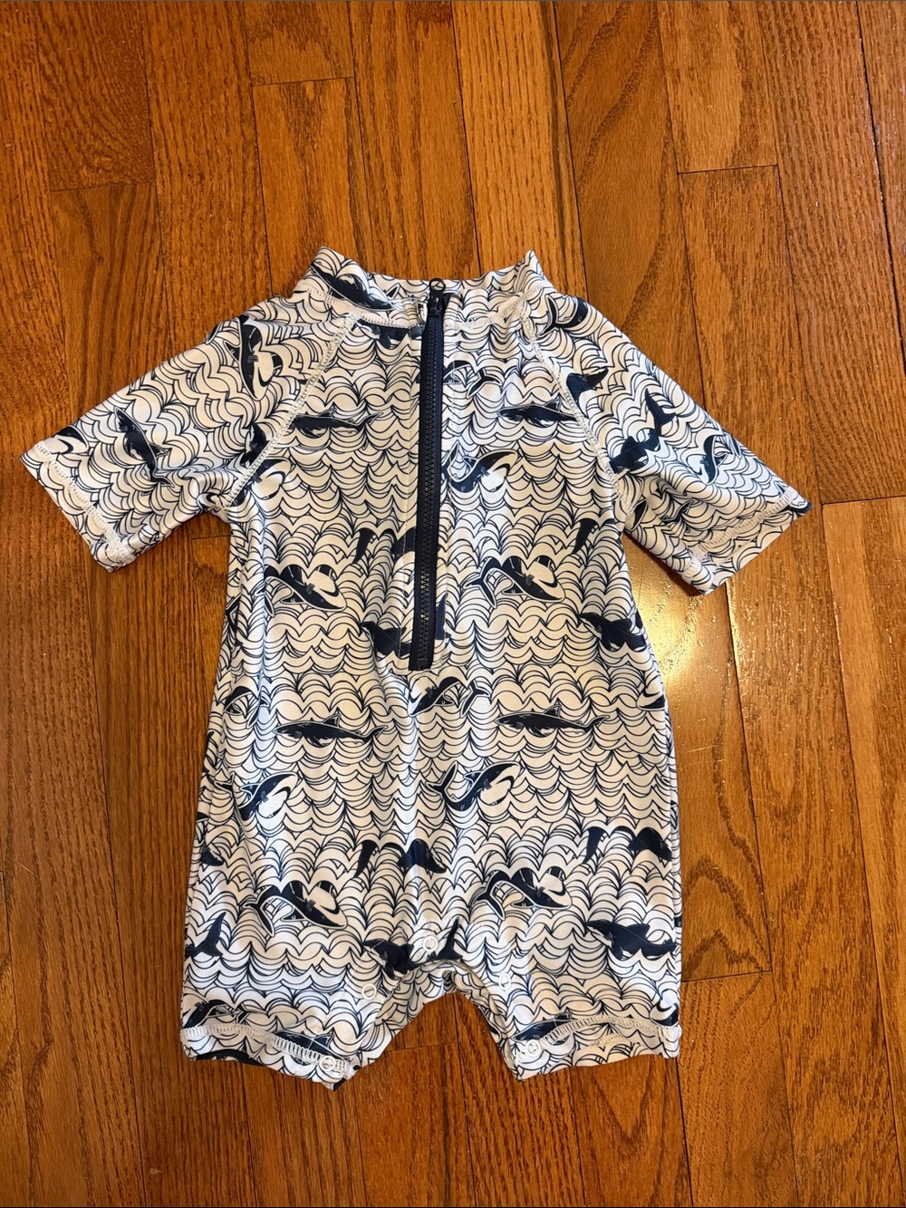 Kids Navy and White Whale Print One-Piece Swimsuit